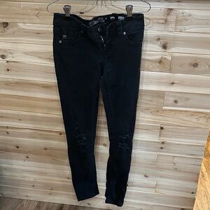 Miss Me Black Skinny Jeans with Distressed Details